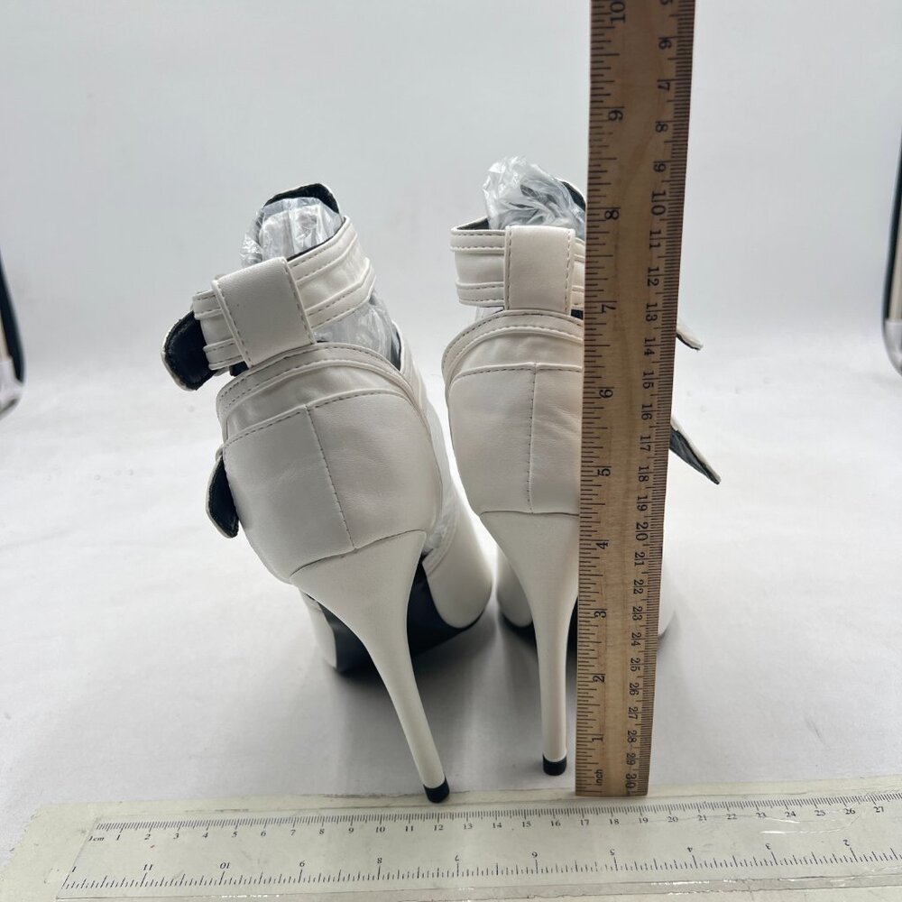 XYD White Peep Toe Strappy Ankle Booties - Picture 5 of 8